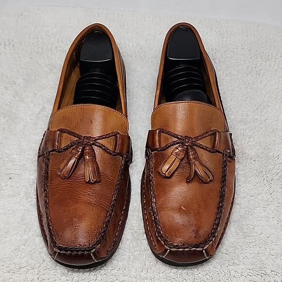 JOHNSTON MURPHY LEATHER LOAFER TASSEL ROPE HORSEBIT MEN 11.0 NICE STITCHING GUC - Picture 5 of 16